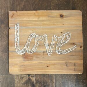 Wooden Wall Art with String 'Love' Design